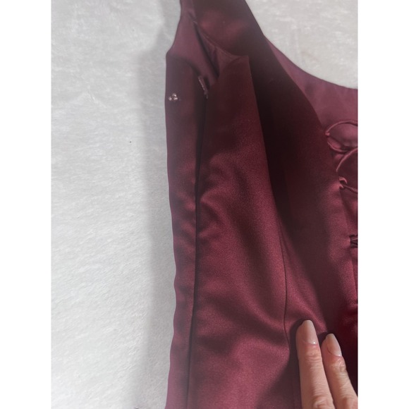 Michelangelo Dress Womens 6 Red‎ Beaded Satin Asymmetrical Hem Bridesmaid Corset - Picture 9 of 13